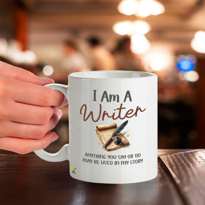 Kruzroyal DZ961 Funny Writer Mug Anything You Say May Be Used in My Story Witty Author, Novelist, Poet, Journalist Gift - Literary Coffee Cup 11oz White Ceramic