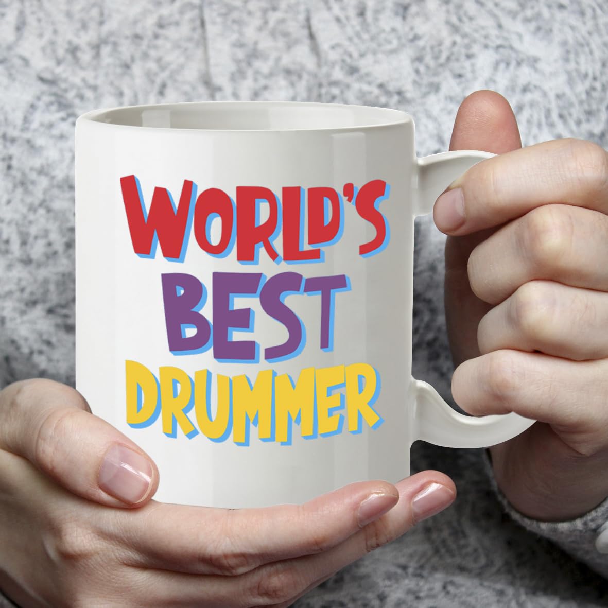 Kruzroyal DZ820 World's Best Drummer Mug 11oz - White Ceramic Coffee & Tea Cup for Musicians, Band Members - Ideal Birthday, Holiday Present