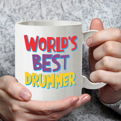 Kruzroyal DZ820 World's Best Drummer Mug 11oz - White Ceramic Coffee & Tea Cup for Musicians, Band Members - Ideal Birthday, Holiday Present