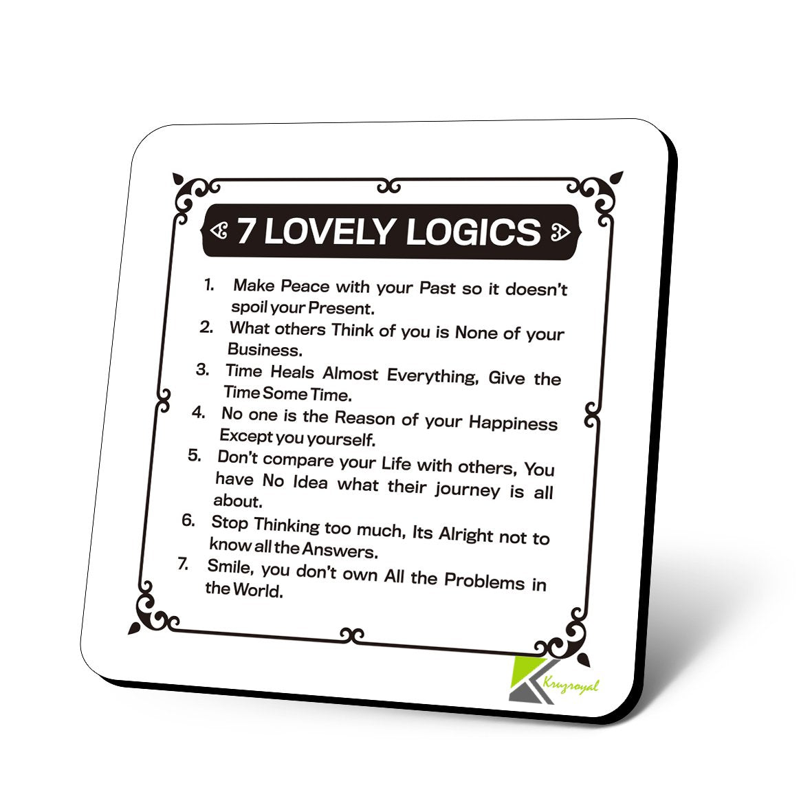 CS891 7 Lovely Logics Funny Coffee Tea Drink Gift Glossy MDF Positive Affirmation Wooden Coaster | Motivational Quote | Gifts for Women, Men, Friend | Motivational Quote Gifts for Women Men Friend