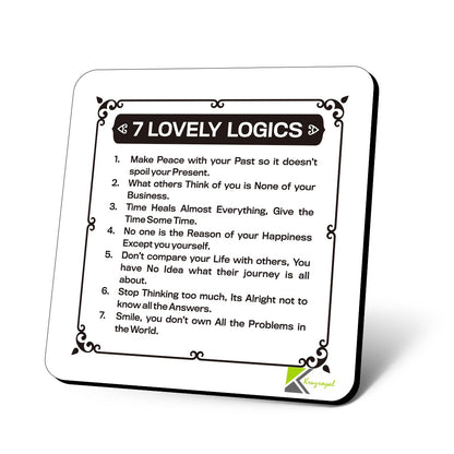 CS891 7 Lovely Logics Funny Coffee Tea Drink Gift Glossy MDF Positive Affirmation Wooden Coaster | Motivational Quote | Gifts for Women, Men, Friend | Motivational Quote Gifts for Women Men Friend