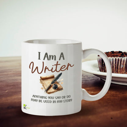Kruzroyal DZ961 Funny Writer Mug Anything You Say May Be Used in My Story Witty Author, Novelist, Poet, Journalist Gift - Literary Coffee Cup 11oz White Ceramic