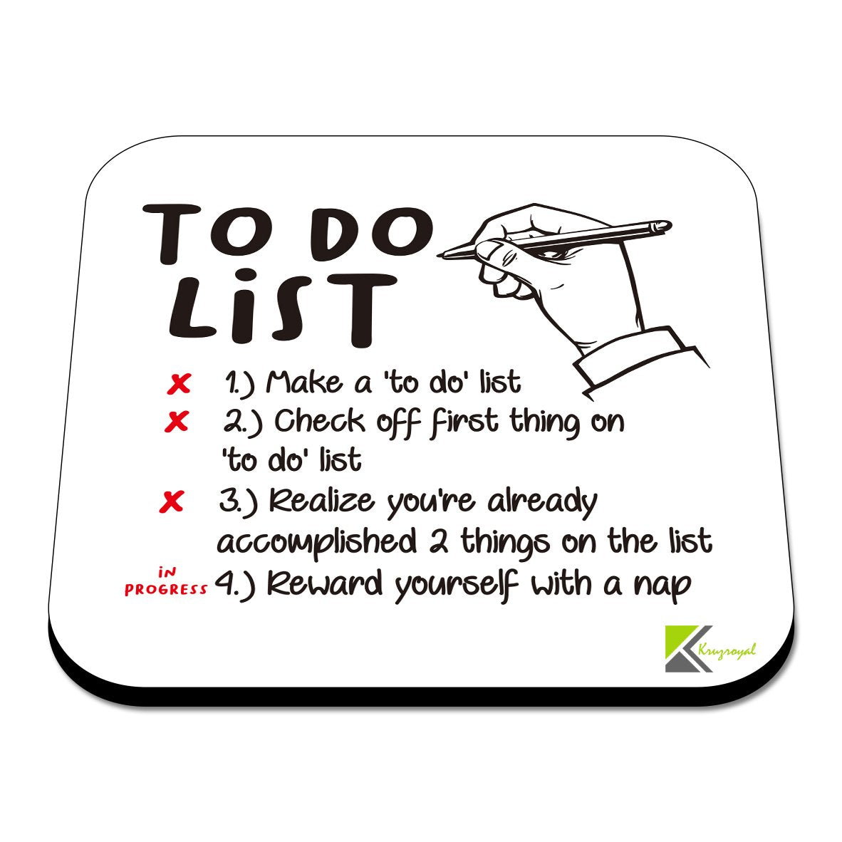 CS542 To Do List Novelty Funny Coffee Tea Drink Gift Glossy MDF Wooden Coaster | Procrastination | Gifts for Men, Women, Friend, Colleague