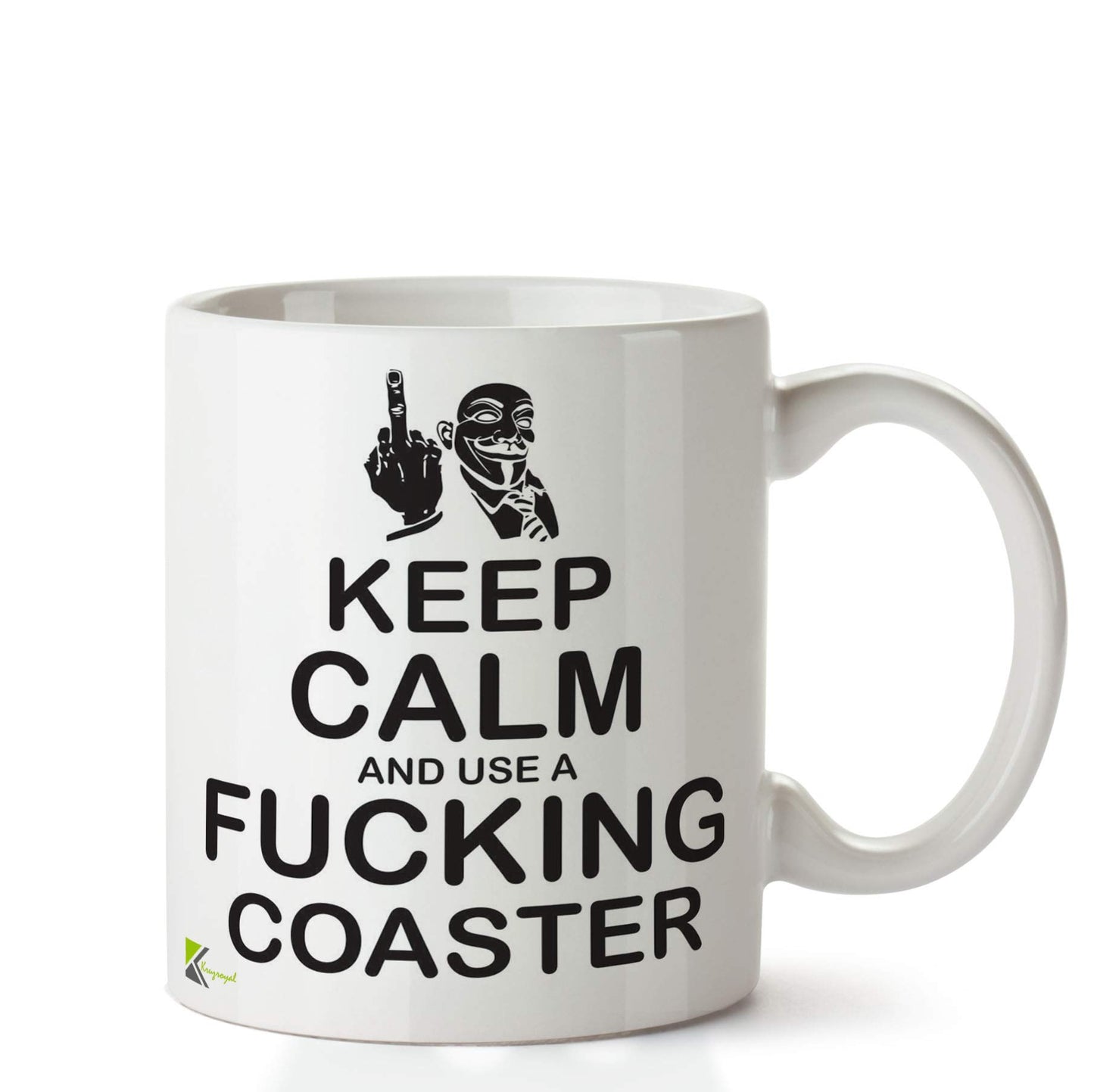 Kruzroyal DZ622 Keep Calm and Use A Fu*King Coaster Funny Novelty Great Gift Idea Coffee Tea Ceramic Mug