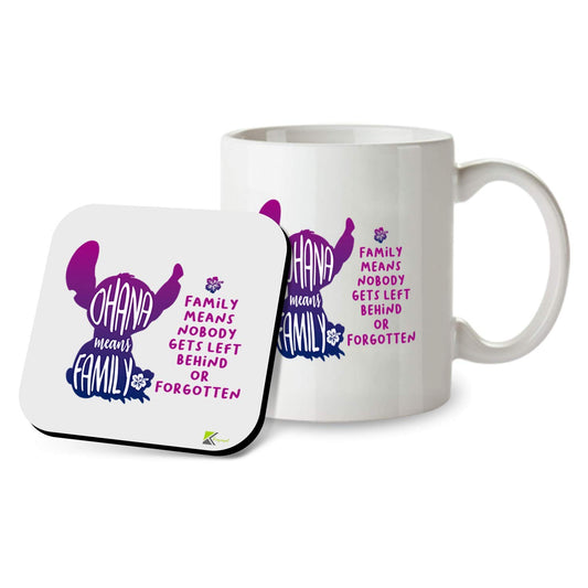 Kruzroyal SM089 Ohana Means Family, Family Means Nobody gets Left Behind Or Forgotten - 11OZ Mug & Matching Coaster Set