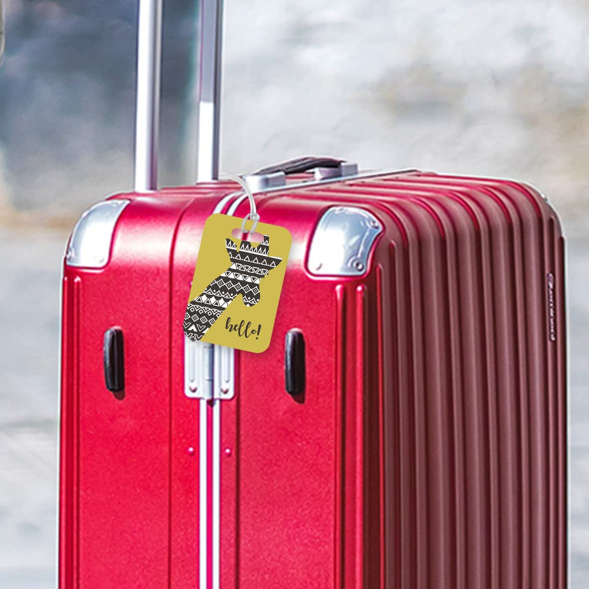 LT036 Hello Novelty Funny Unique Designer Gift Glossy Plastic Suitcase Luggage Tag