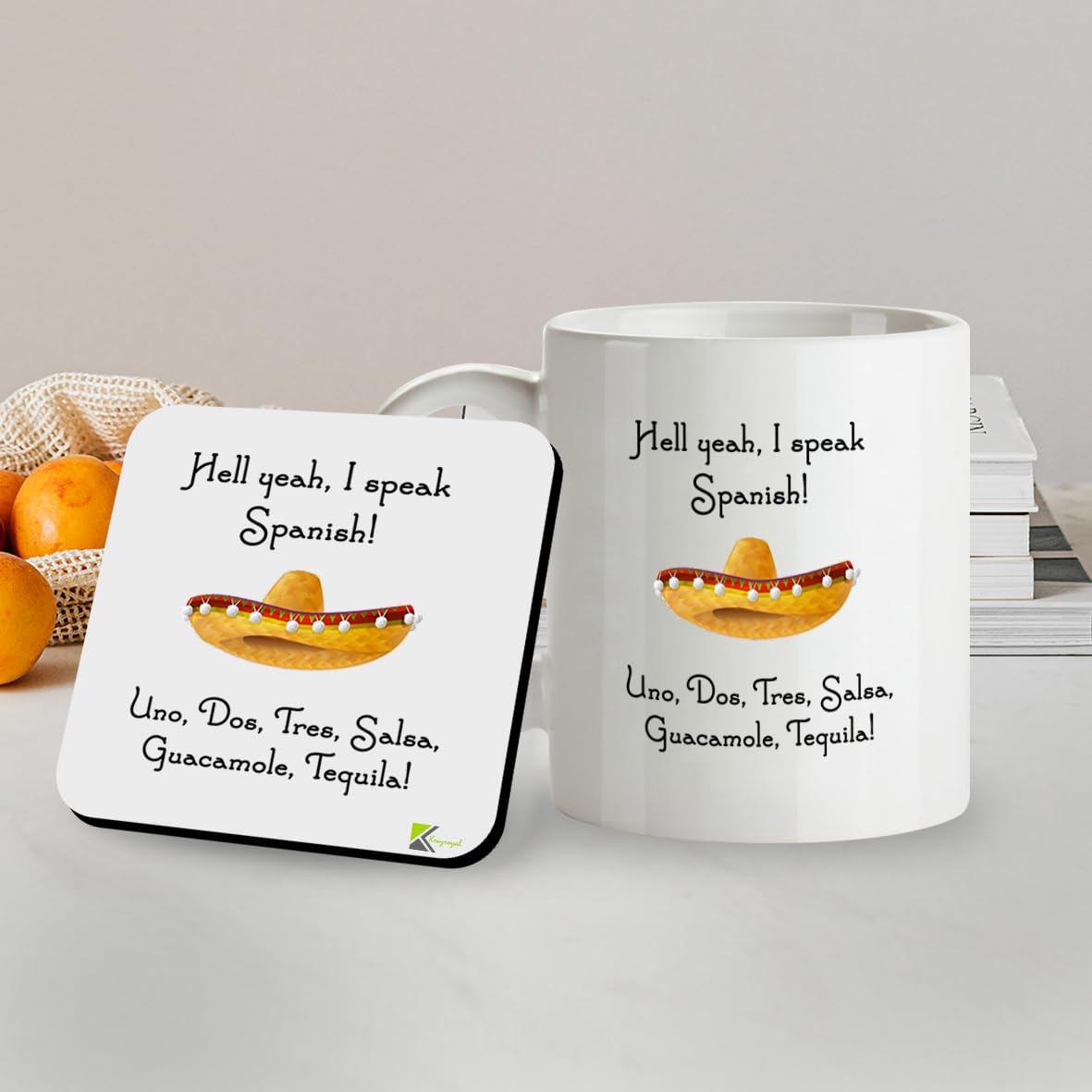 Kruzroyal SM064 Hell Yeah, i Speak Spanish! uno,dos,tres,Salsa,Guacamole,Tequila! - 11oz Mug & Matching Coaster Set