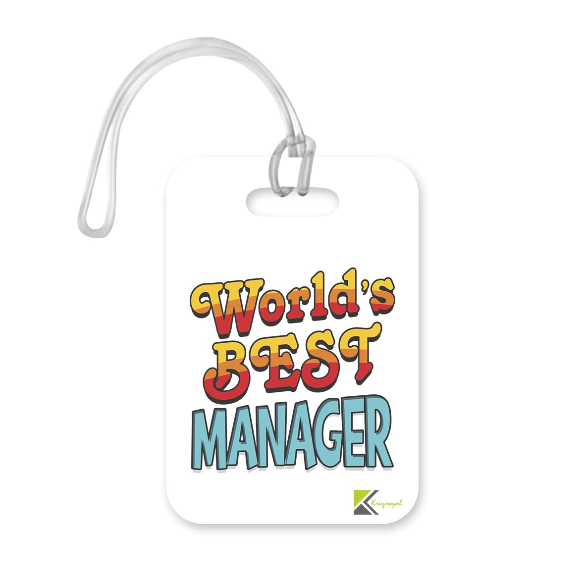 LT438 World's Best Manager Novelty Funny Unique Designer Gift, Suitcase, Glossy Plastic Luggage Tag for Manager