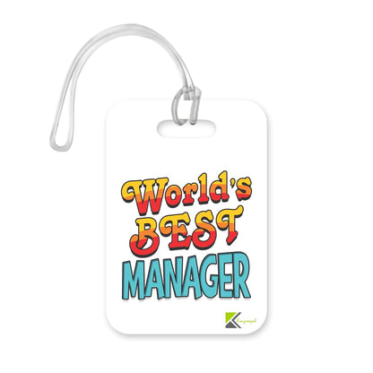 LT438 World's Best Manager Novelty Funny Unique Designer Gift, Suitcase, Glossy Plastic Luggage Tag for Manager