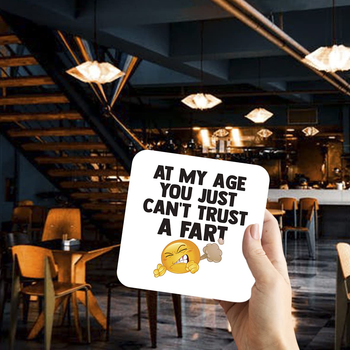 CS724 at My Age You just Can't Trust a Fart Novelty Funny Coffee Tea Drink Gift Glossy MDF Wooden Coaster