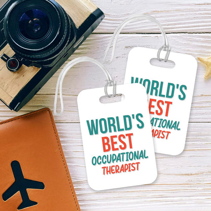 LT492 World's Best Occupational Therapist Novelty Funny Unique Designer Gift, Suitcase, Glossy Plastic Luggage Tag for Occupational Therapist