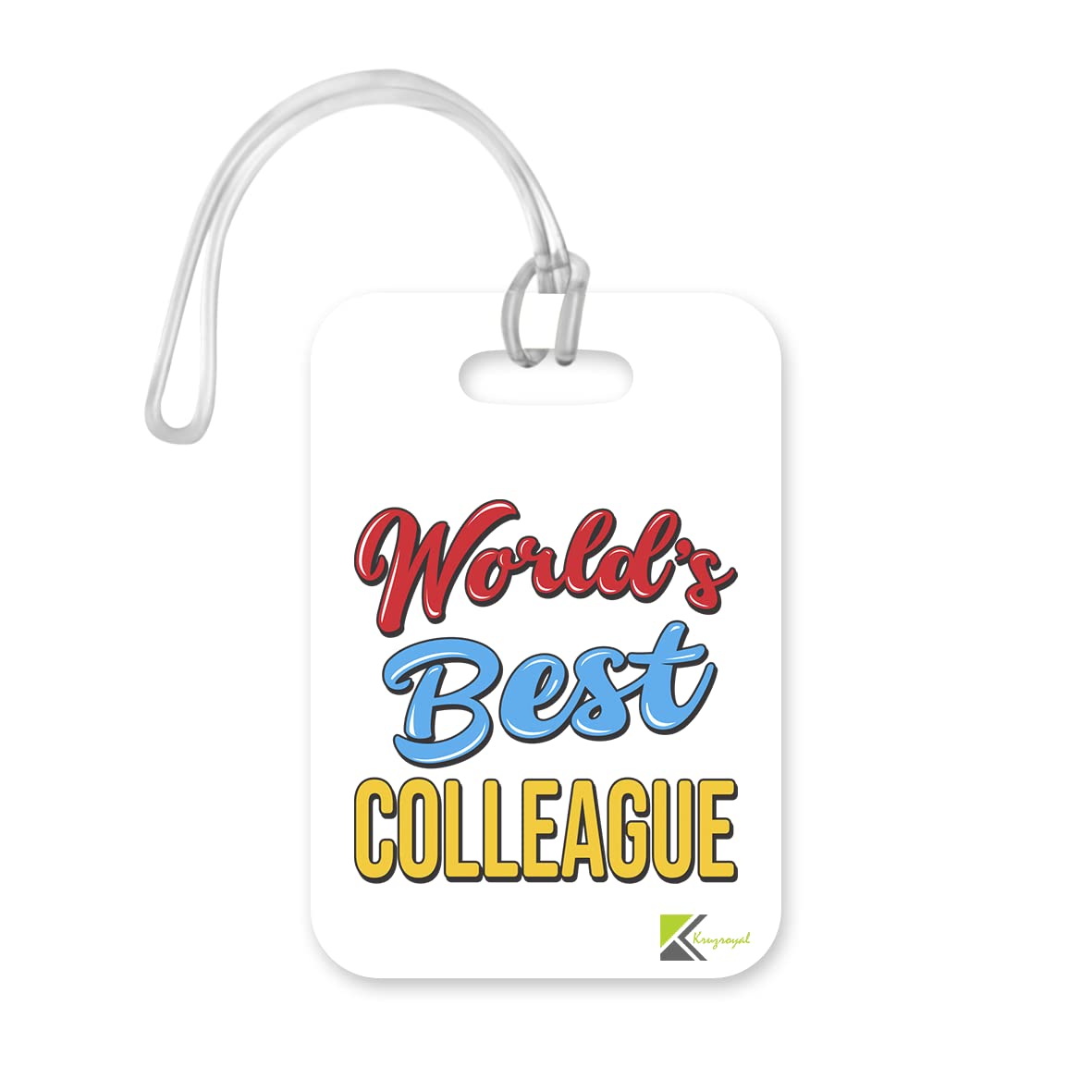 LT500 World's Best Colleague Novelty Funny Unique Designer Gift, Suitcase, Glossy Plastic Luggage Tag for Colleague