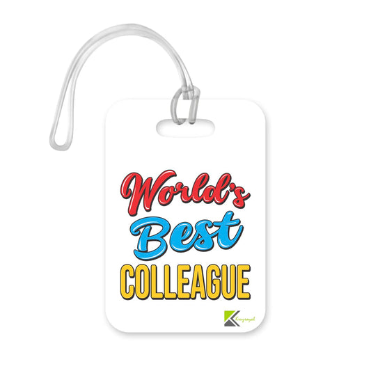 LT500 World's Best Colleague Novelty Funny Unique Designer Gift, Suitcase, Glossy Plastic Luggage Tag for Colleague