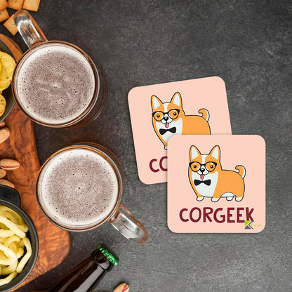 CS989 Corgeek/Corgi lover Novelty Funny Coffee Tea Drink Gift Glossy MDF Wooden Coaster