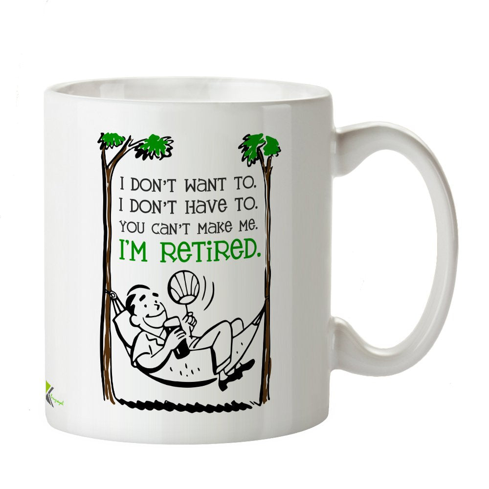 Kruzroyal Funny Retirement Mug, I'm Retired I Don't Want to Design, Novelty Gag Gift for Retiree, Dad or Grandad, White Ceramic Coffee Cup, 11 oz