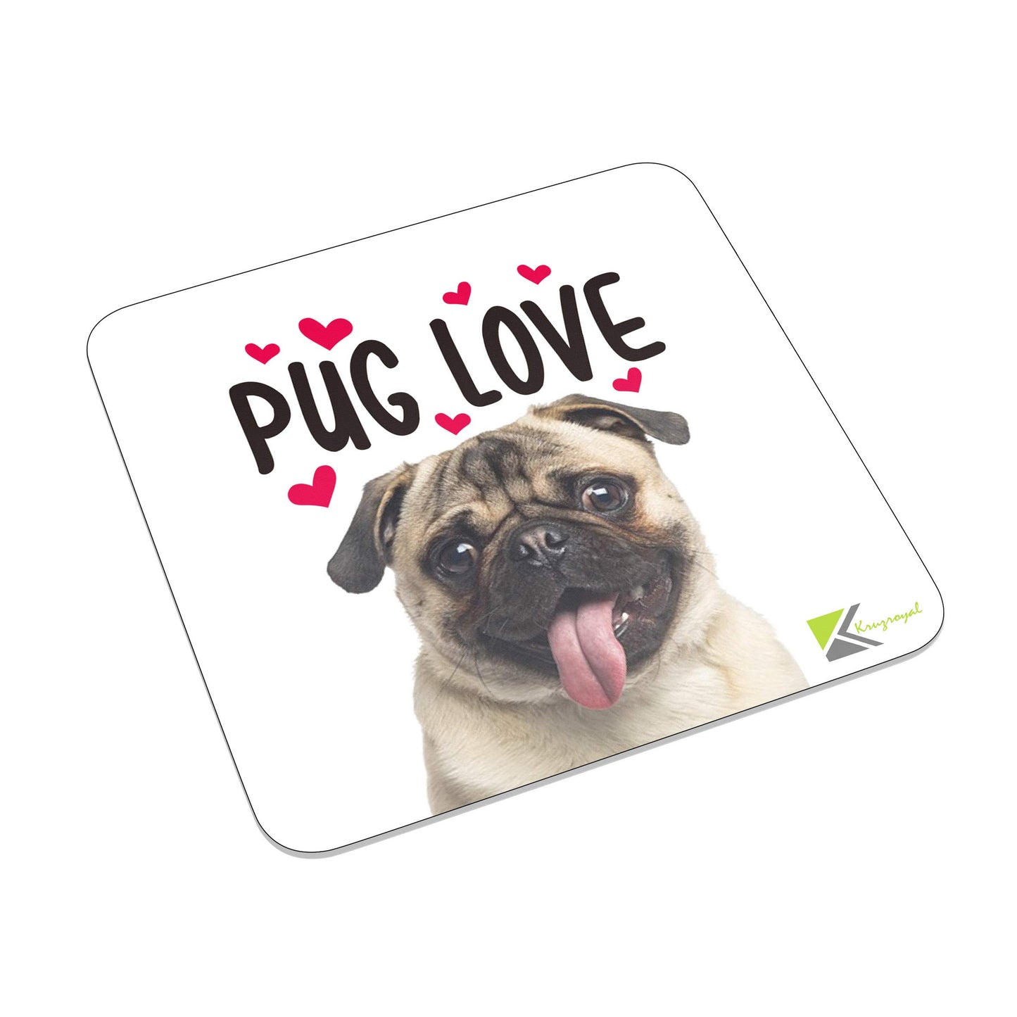 FM019 Pug Love Novelty Funny Idea Glossy Metal Square Fridge Magnet