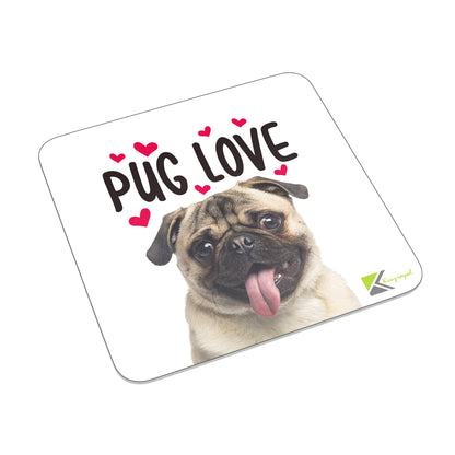 FM019 Pug Love Novelty Funny Idea Glossy Metal Square Fridge Magnet