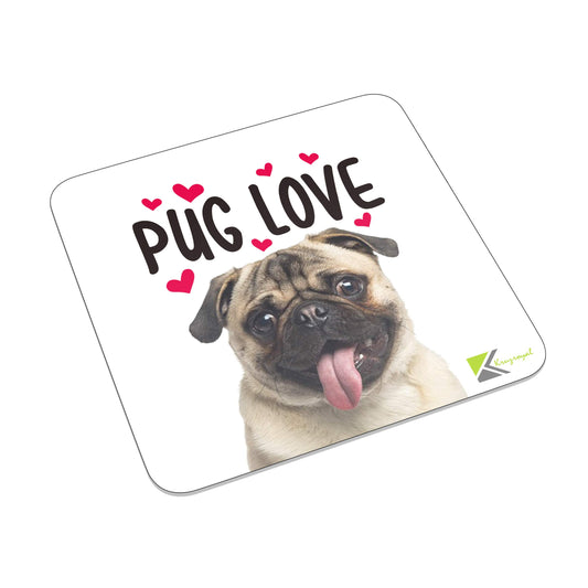 FM019 Pug Love Novelty Funny Idea Glossy Metal Square Fridge Magnet