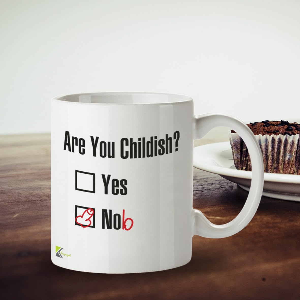 Kruzroyal are You Childish? yes nob Rude Adult Humour Coffee Mug, Cheeky Novelty Tea Cup for Men, Funny Gag Gift for Colleagues & Friends, 11oz
