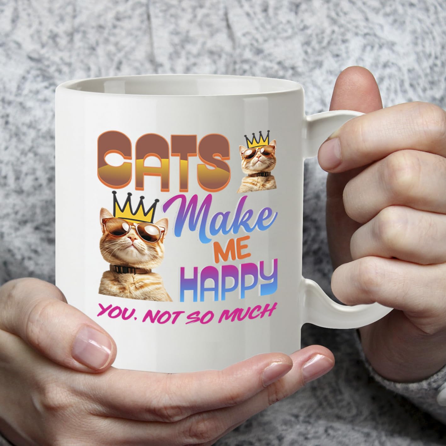 Kruzroyal Cats Make Me Happy Funny Coffee Mug - Sarcastic Cat Lover Novelty Cup Great Gift for Men Women Mom Dad
