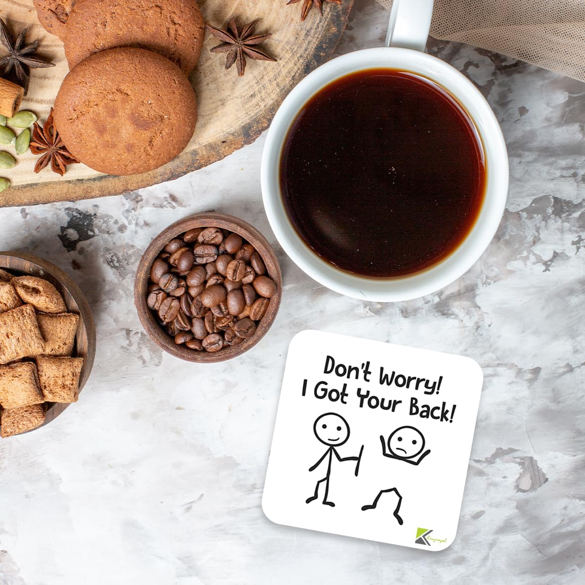 CS373 Don't Worry! i got Your Back! Novelty Funny Coffee Tea Drink Gift Glossy MDF Wooden Coaster