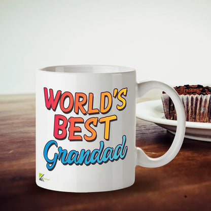 Kruzroyal DZ825 World's Best Grandad Mug 11oz - White Ceramic Coffee & Tea Cup for Grandpa, Gramps - Ideal Birthday or Father's Day Present for Him