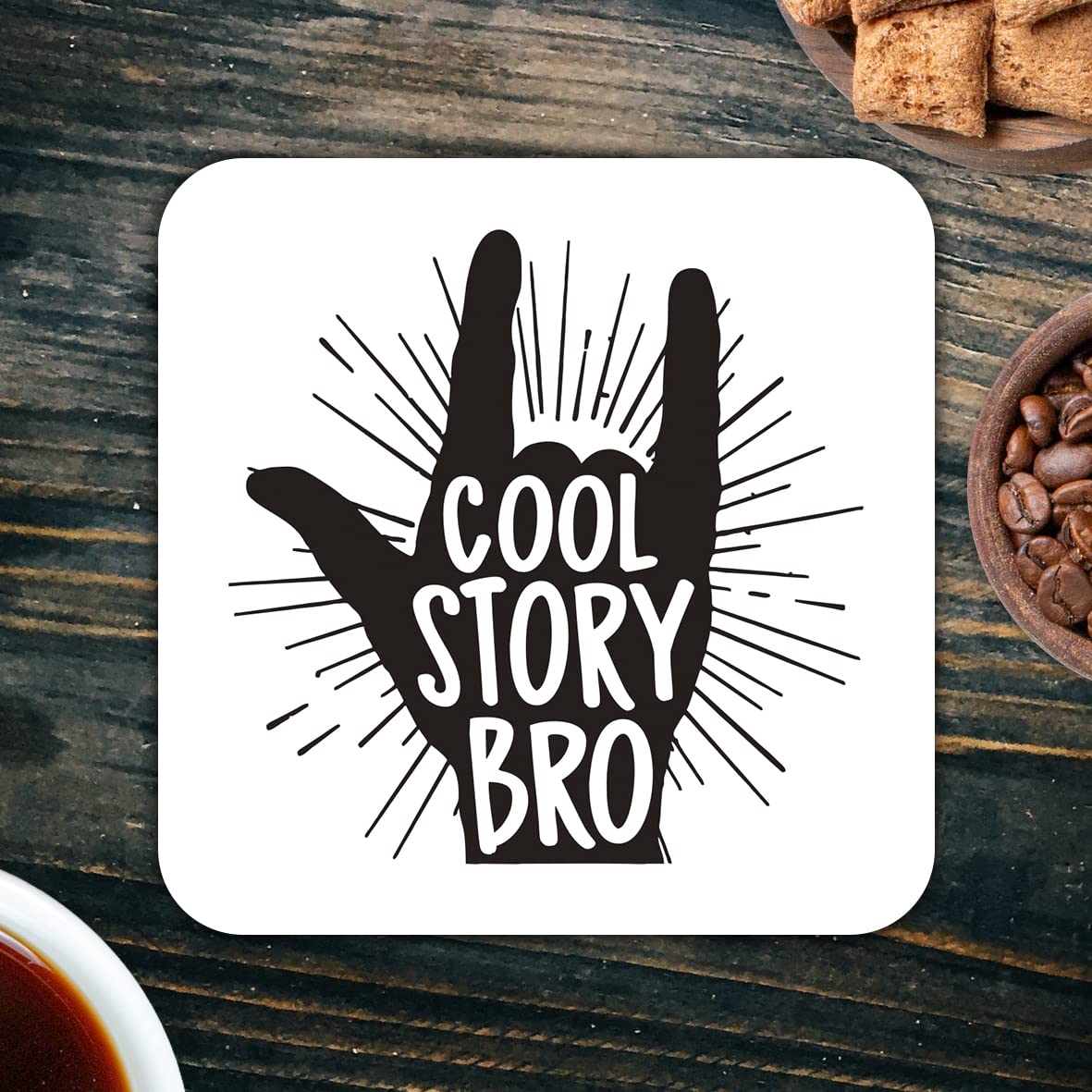 CS715 Cool Story Bro Writer Novelty Funny Coffee Tea Drink Gift Glossy MDF Wooden Coaster