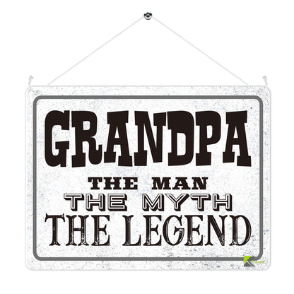 Kruzroyal MP370 GRANDPA,The man,The myth, The legend. Funny Novelty Retro Vintage Metal Wall Sign Plaque 20cm x 15cm