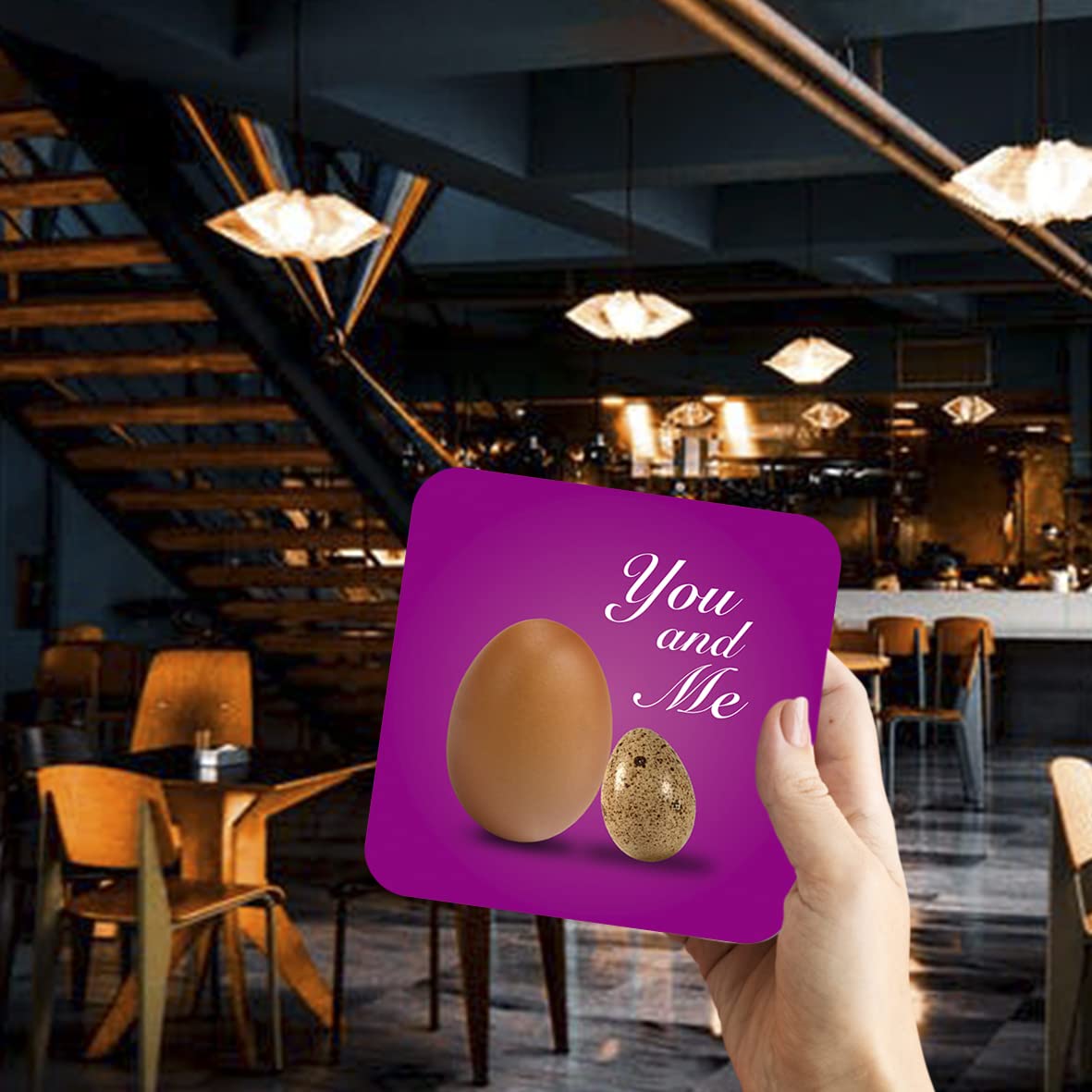 CS697 You and Me Novelty Funny Coffee Tea Drink Gift Glossy MDF Wooden Coaster