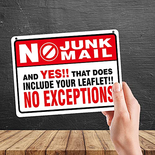 Kruzroyal MP394 NO JUNK MAIL,And yes!!,That does include your leaflet!!, No exceptions. Funny Novelty Retro Vintage Metal Wall Sign Plaque 20cm x 15cm