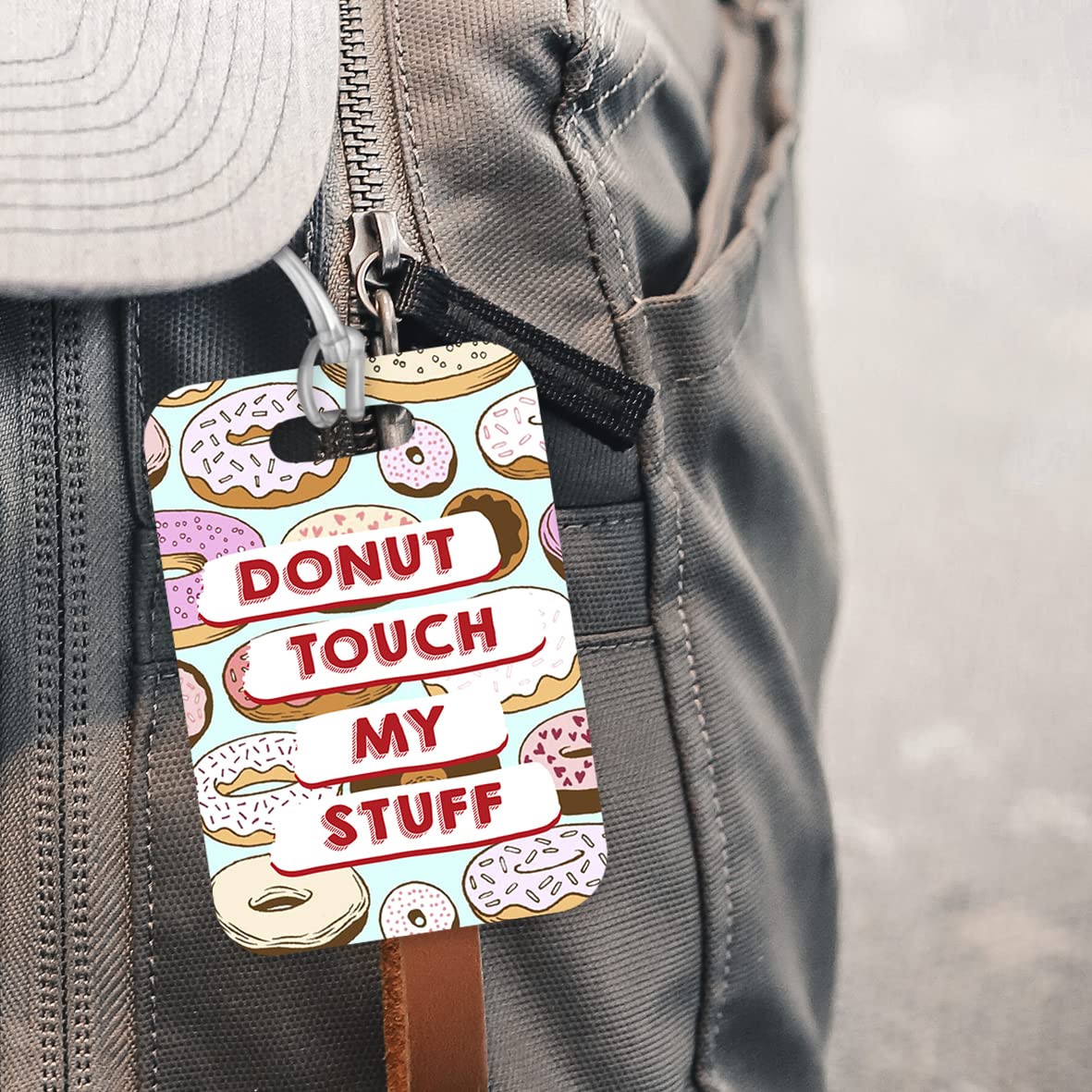 LT129 Donut Touch My Stuff Novelty Funny Unique Designer Gift Glossy Plastic Suitcase Luggage Tag