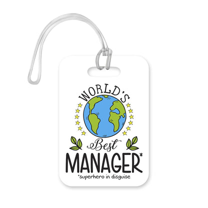 LT181 World's Best Manager Novelty Funny Unique Designer Gift Glossy Plastic Suitcase Luggage Tag