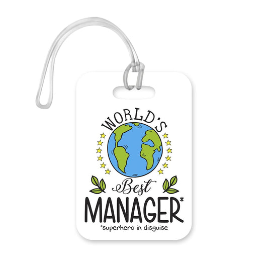 LT181 World's Best Manager Novelty Funny Unique Designer Gift Glossy Plastic Suitcase Luggage Tag