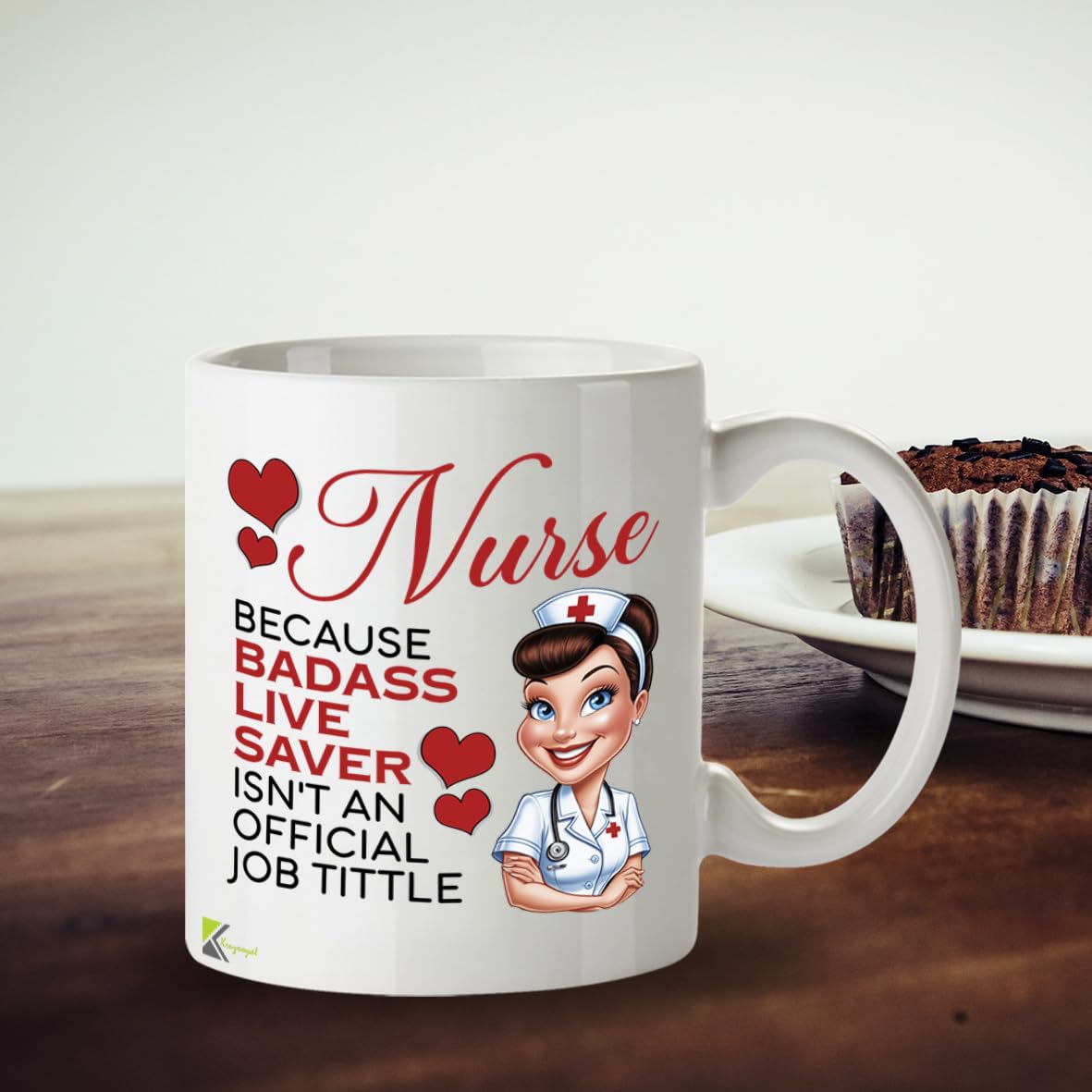 Kruzroyal Funny Nurse Mug for Women - Badass Life Saver 11oz Ceramic Cup - NHS Thank You, Graduation, Leaving Gift for Nurses