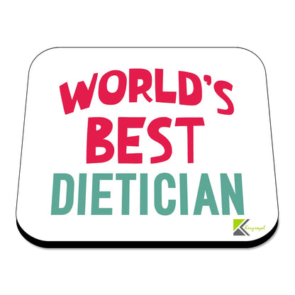 WB082 World's Best Dietician MDF Wooden Coaster by Kruzroyal | Gift for Dietician | Unique Novelty Present | 9cm x 9cm | Coffee Tea MDF Wooden Coaster
