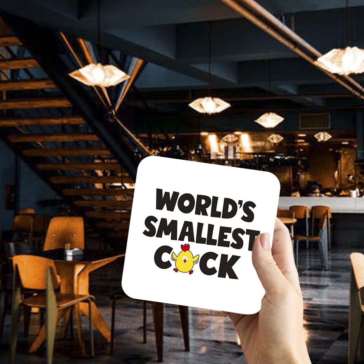 CS711 World's Smallest C*ck Novelty Funny Coffee Tea Drink Gift Glossy MDF Wooden Coaster