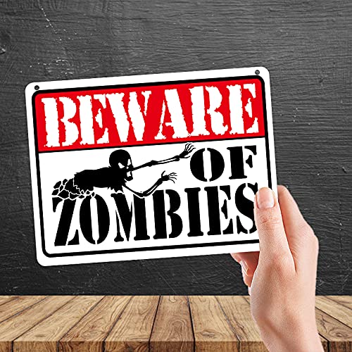 Kruzroyal MP361 BEWARE OF ZOMBIES. Funny Novelty Retro Vintage Metal Wall Sign Plaque 20cm x 15cm