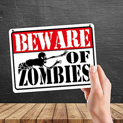 Kruzroyal MP361 BEWARE OF ZOMBIES. Funny Novelty Retro Vintage Metal Wall Sign Plaque 20cm x 15cm
