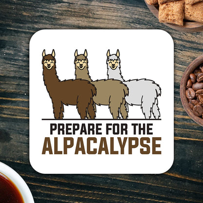 CS426 Prepare for The Alpacalypse Novelty Funny Coffee Tea Drink Gift Glossy MDF Wooden Coaster
