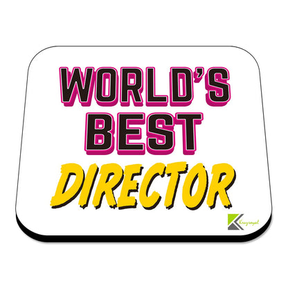WB039 World's Best Director MDF Wooden Coaster by Kruzroyal | Gift for Director | Unique Novelty Present | 9cm x 9cm | Coffee Tea MDF Wooden Coaster