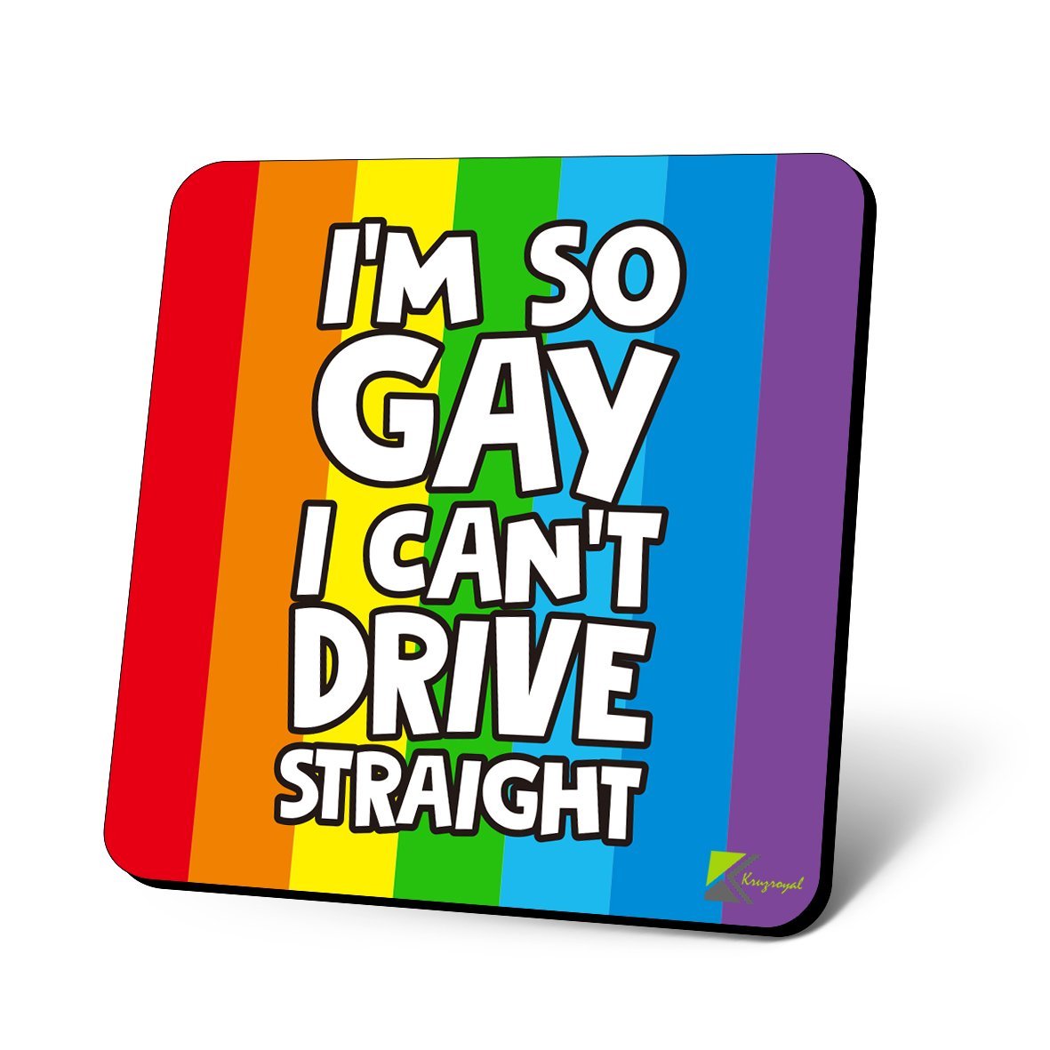 CS1032 I'm so Gay i Can't Drive Straight Novelty Funny Coffee Tea Drink Christmas Gift Glossy MDF Wooden Coaster