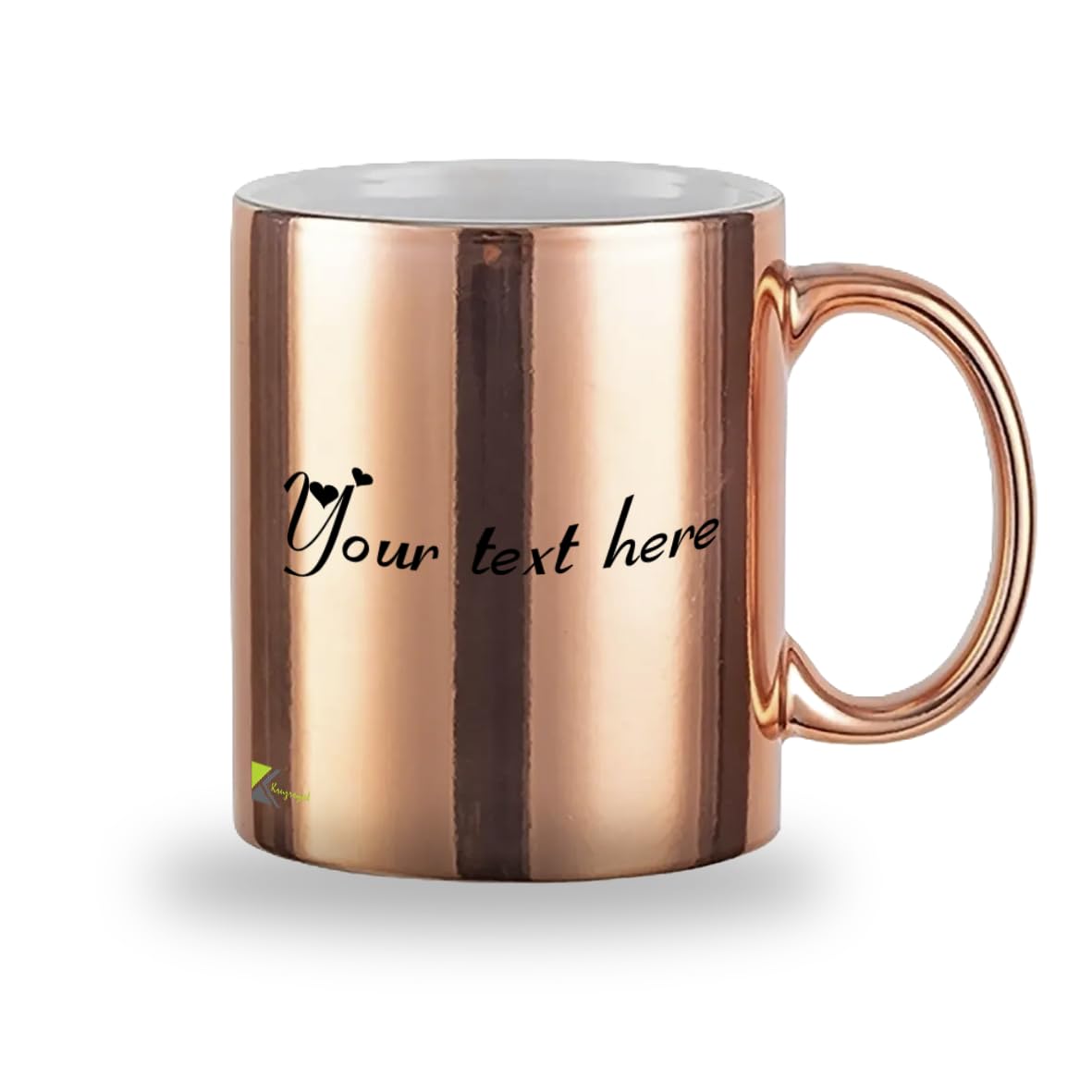 Kruzroyal Personalised Rose Gold Chrome Finish 11oz Ceramic Mug – Custom Name, Quote, or Text – Stylish & Elegant Gift