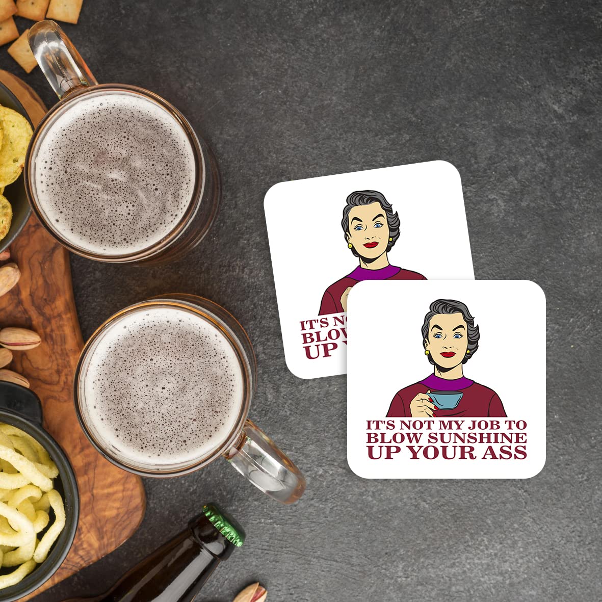 CS580 It's not my job to blow sunshine up your ass. Novelty Funny Coffee Tea Drink Gift Glossy MDF Wooden Coaster