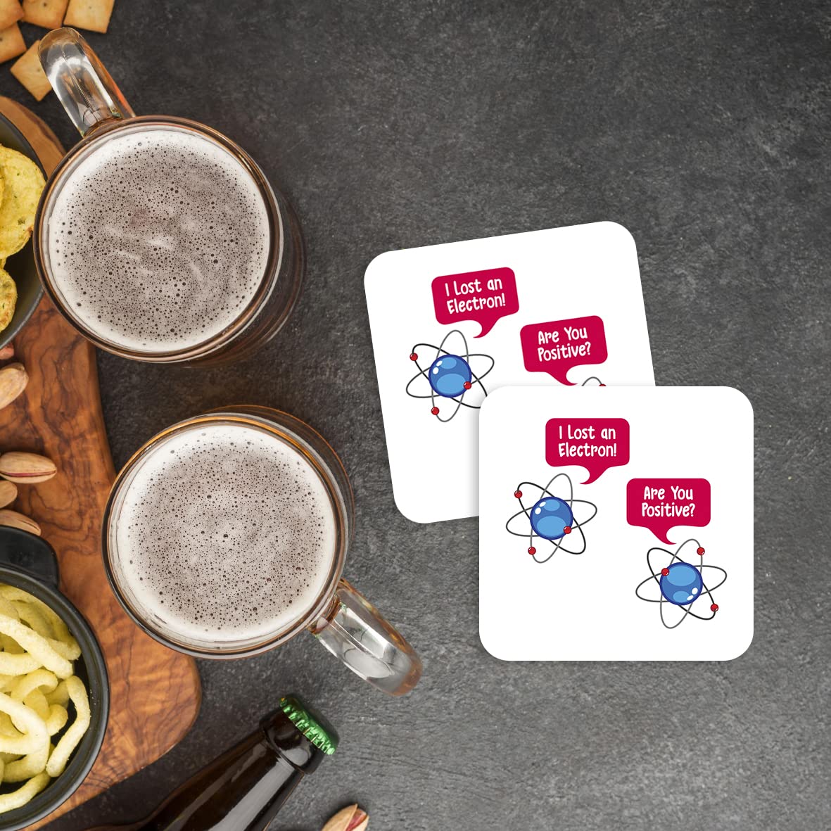 CS477 I Lost an Electron! are You Positive? Novelty Funny Coffee Tea Drink Gift Glossy MDF Wooden Coaster