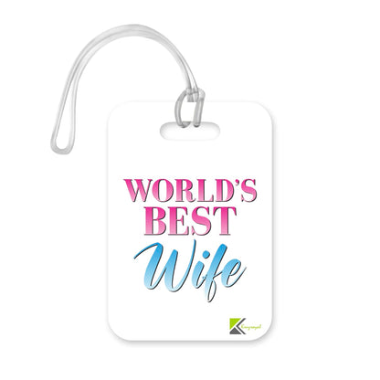 LT446 World's Best Wife Novelty Funny Unique Designer Gift, Suitcase, Glossy Plastic Luggage Tag for Wife