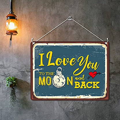 Kruzroyal MP086 I love you to the moon and back Funny Novelty Retro Vintage Metal Wall Sign Plaque 20cm x 15cm
