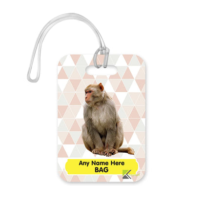 PLT258 Personalised Name's Bag with Monkey Image Novelty Funny Unique Designer Gift Glossy Plastic Suitcase Luggage Tag