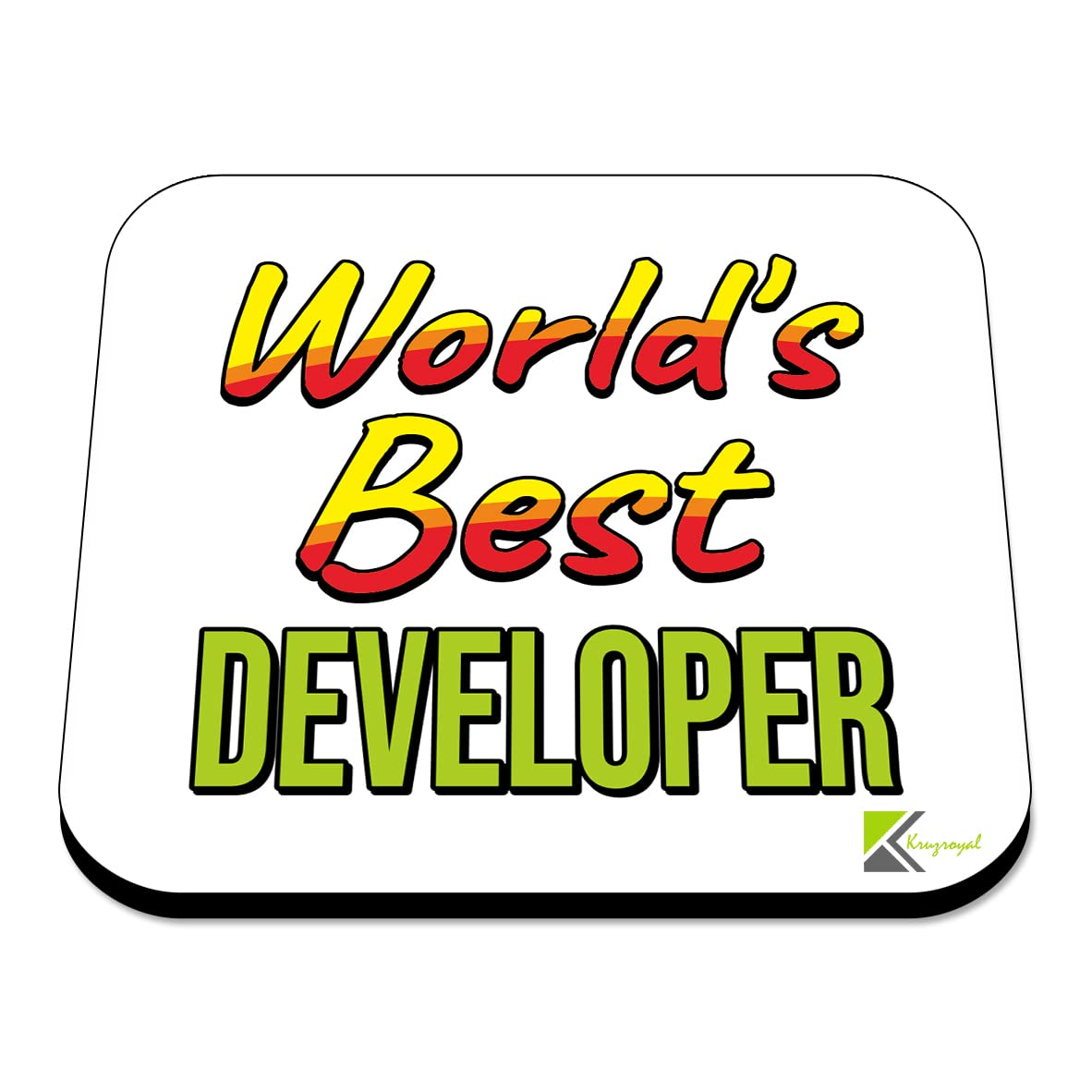 WB081 World's Best Developer MDF Wooden Coaster by Kruzroyal | Gift for Developer | Unique Novelty Present | 9cm x 9cm | Coffee Tea MDF Wooden Coaster
