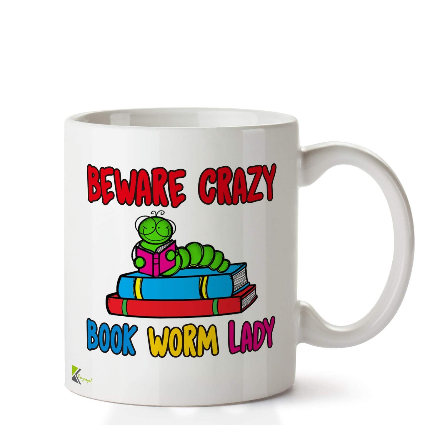 Kruzroyal DZ640 Beware Crazy Bookworm Funny Novelty Great Gift Idea Coffee Tea Ceramic Mug
