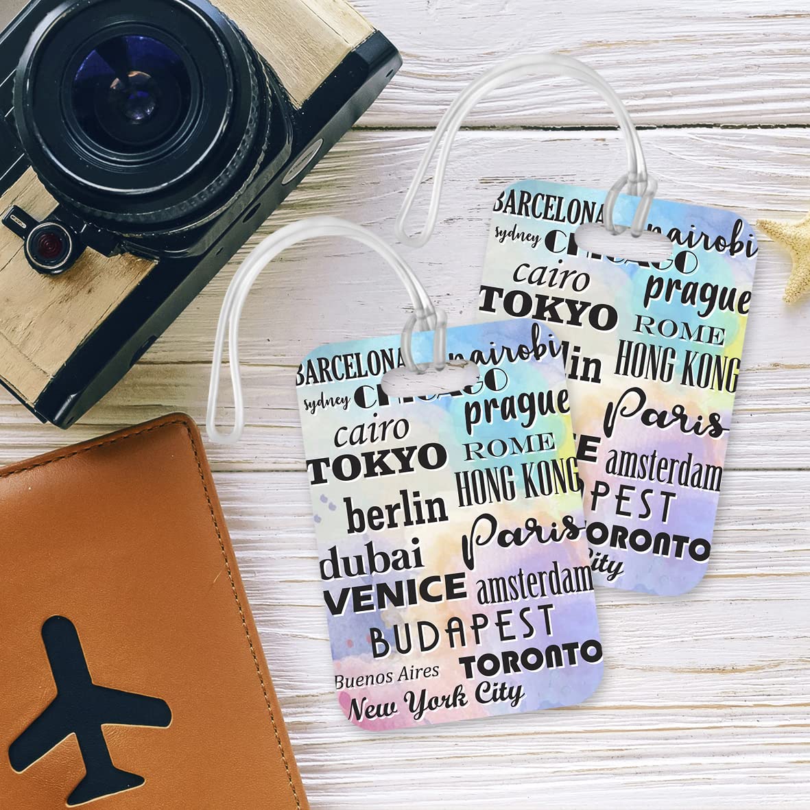 LT165 Traveller/Cities Countries Travelled Novelty Funny Unique Designer Gift Glossy Plastic Suitcase Luggage Tag